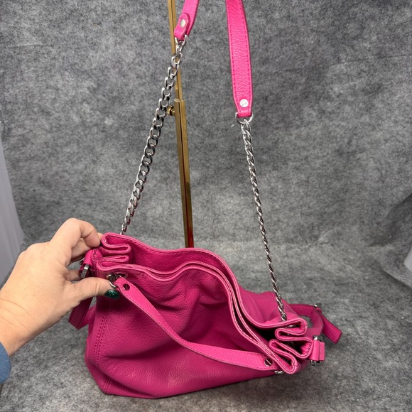 Michael Kors Jet Set Chain Shoulder Bag Tote Fuschia Hot Pink Bucket Handbag - Picture 7 of 14